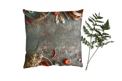 Produktbild von MuchoWow® Zierkissen Sofakissen Wohnzimmer Dekokissen 45x45 cm Marmor - Gemüse - Herbst - Kürbis - Rustikal - Kräuter - Schlafpolster - Polster für das Sofa