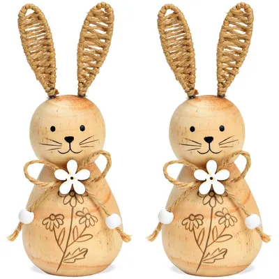 Image de Set de lapins de Pâques Décoration de Pâques en bois Décoration de printemps Pâques 15 cm