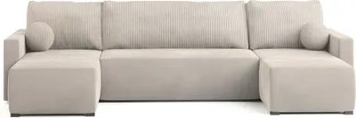 Produktbild von Masseno Ecksofa TESSUN mit Schlaffunktion U-Form, Sofa mit Bettkasten, Wohnzimmersofa, Couch, Soffa, Bettsofa, Couchgarnitur- Creme, POSO 100 + PAROS 01