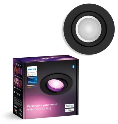 Produktbild von Philips Hue White and Color ambiance Centura Einbauspot, Bluetooth/Zigbee, Schwarz, LED, GU10, Multi, 2000 K