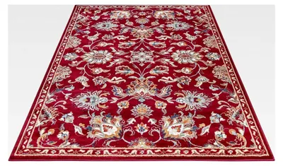 Produktbild von Caracci Teppich im orientalischen Design – Klassischer Orientläufer mit Ornamenten und Blumenmotiven, weicher Kurzflor für Schlafzimmer, Esszimmer, Wohnzimmer, Flur, Küche – Rot, 140x200cm