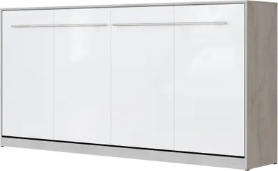 Produktbild von SMARTBett Schrankbett Standard  Beton/Weiss Hochglanz 90 Horizontal