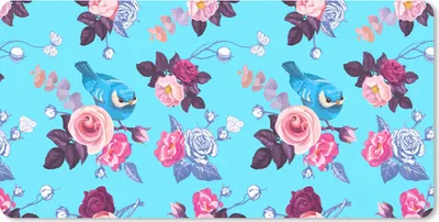 Produktbild von MuchoWow® Schreibtischunterlage Vogel - Blumen - Muster 80x40 cm - XXL Mauspad - Gaming Mauspad