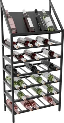 Obrázok produktu pre MetaloPro Regál Na Víno Napa – Čierny Kovový Regál Na 49 Fliaš Vína, Moderný Minimalistický Dizajn, Ideálny Do Kuchyne, Pivnice, Baru – 125×60×30cm