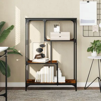 Productafbeelding van Maison Exclusive - Boekenkast, gerookt eikenhout, 81x36x115 cm, materiaal: houtvezel en staal