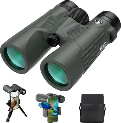 Produktbild von 10X42 HD Fernglas für Erwachsene - Wasserdichtes BAK4 Prisma Fernglas mit Telefonadapter zum Tierbeobachten und für Outdoor-Aktivitäten