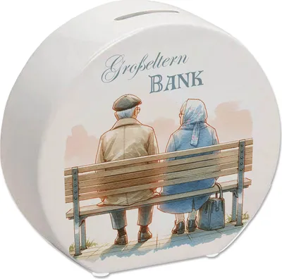 Produktbild von Großeltern auf einer Bank Spardose