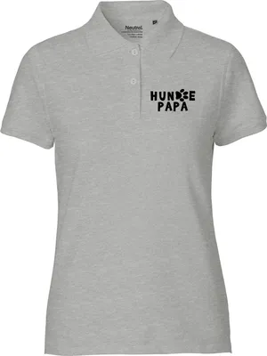 Produktbild von Huuraa Damen Polo Shirt Hundepapa Tapse XXL Sport Grey Bio Baumwolle Fairtrade Poloshirt Geschenkidee