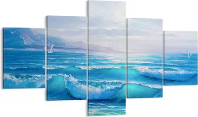 Produktbild von Bild auf Leinwand - Leinwandbild - Meer Welle Möwe - 125x70cm - Wand Bild - Wanddeko - Wandbilder - Leinwanddruck - Bilder - Kunstdruck - Wanddekoration - Leinwand bilder - Wandkunst - EA125x70-4033
