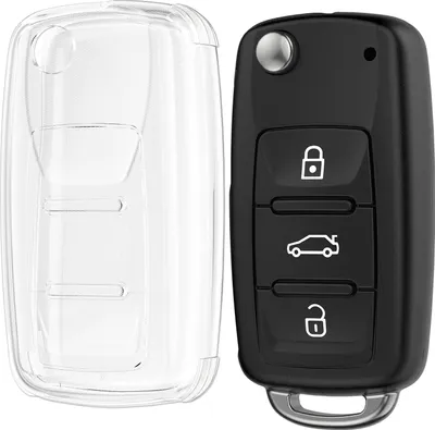 Produktbild von kwmobile Autoschlüssel Hülle kompatibel mit VW Skoda Seat 3-Tasten Autoschlüssel - Schlüsselhülle Silikon Cover - Transparent