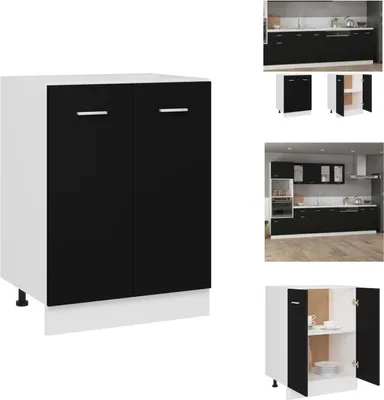 Image de vidaXL Armoire basse noire 60x46x81,5 cm Bois composite - Armoires de cuisine