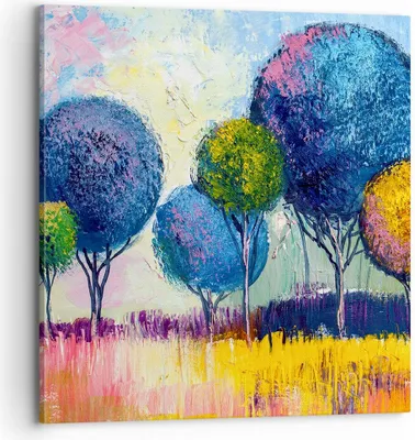 Produktbild von Bild auf Leinwand - Leinwandbild - Bäume Wiese Sommer - 70x70cm - Wand Bild - Wanddeko - Wandbilder - Leinwanddruck - Bilder - Kunstdruck - Wanddekoration - Leinwand bilder - Wandkunst - AC70x70-4056