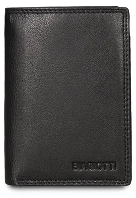 Immagine prodotto di Portafoglio da uomo in vera pelle, marca Laura Biagiotti, colore nero, design sottile e compatto, dimensioni 9x13 cm