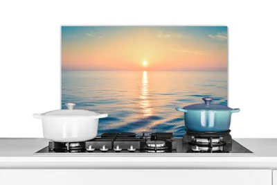 Obrázok produktu pre MuchoWow® Splashback Kuchyňa - Kuchynský backsplash - Ochrana steny pre sporák a drez Slnko - more - farby 60x40cm Alu-Dibond (alternatíva k