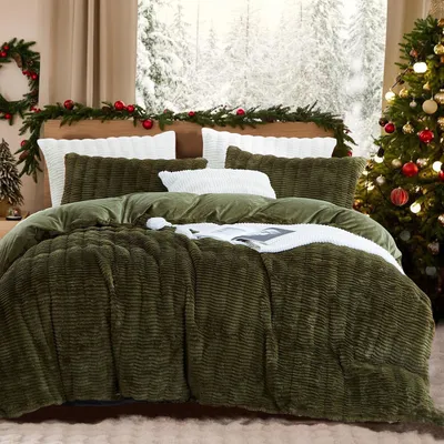 Obrázok produktu pre Omgoods – Súprava obliečok na prikrývku, 135 x 200 cm, tmavozelená