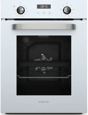 Klarstein SmartSlim Einbaubackofen - 45 cm, 49 L, 9 Funktionen, Dampfreinigung, Abnehmbare Glastür, , Schwarzes Glas, Digitaler Timer, Backofen Einbaugerät