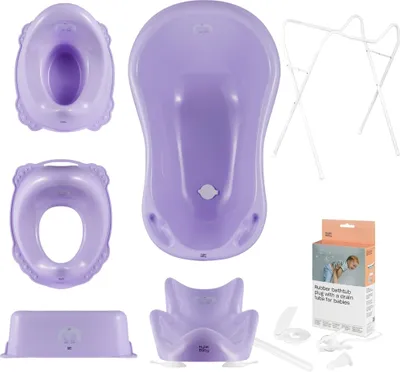 Produktbild von Babywanne, Sitz, Gestell, Schemel, Topf, Toilettensitz, Abfluss – Lila