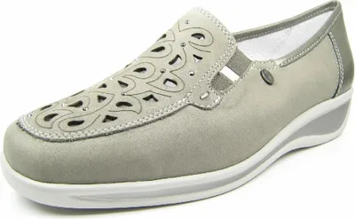 Produktbild von Ara Damen Mokassins Grau Slip-On mit Lochmuster und leichter Sohle