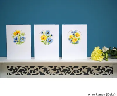 Produktbild von Vervaco Grußkarten "Blumen", 3er Set, Zählmuster