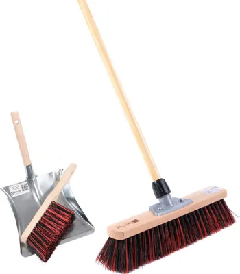 Produktbild von BawiTec Kehrbesen Outdoor-Kehrset Garten-Besen 40cm Stiel Gartenbesen Set Feger Arenga