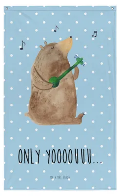 Produktbild von Mr. & Mrs. Panda Wandbehang Bär Gitarre - Blau Pastell - Geschenk, Tapestry, Teddy, Hängedeko, Gobelin, Wandteppich, Stoff Wandbild