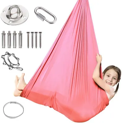 Produktbild von Hängematte, Therapieschaukel für Kinder, Sensorische Schaukel für Autismus SPD ADHS, Kuschelschaukel für drinnen und draußen, Rosa