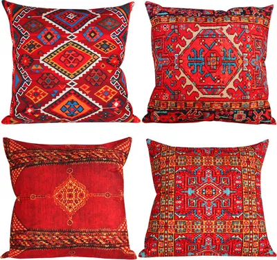 Produktbild von (Rot) 45 x 45 cm 4er Set Dekorative Kissenbezüge Dekokissen Kissenbezug Set Kissenbezug