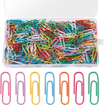 Imagen del producto de Clips para papel, coloridos, de 28 mm, paquete de 500 unidades, para oficina y escuela