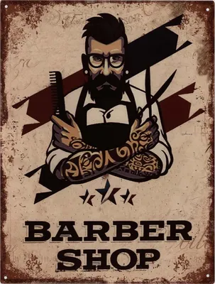 Immagine prodotto di Insegna decorativa di latta Moritz retro barber shop idea regalo in metallo design vintage per decorazione