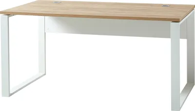 Produktbild von Germania Schreibtisch 4157-513 GW-Lioni in Weiß/Navarra-Eiche-Nb., mit Kabeldurchlass, 158 x 75 x 79 cm (BxHxT)