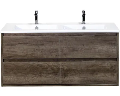 Produktbild von Doppelwaschbecken mit Unterschrank Sanox PORTO BxHxT 121x57x51 cm Frontfarbe nebraska oak 84719624