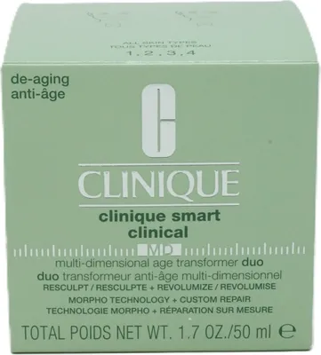 Zdjęcie produktu dla Clinique Smart Clinical MD Multi-Dimensional Age Transformer Duo, Kobiety, 50 ml, Krem, Uniwersalne, Krem przeciwzmarszczkowy, Ujędrniający, Liftingujący, Spulchnianie, Słoiczek