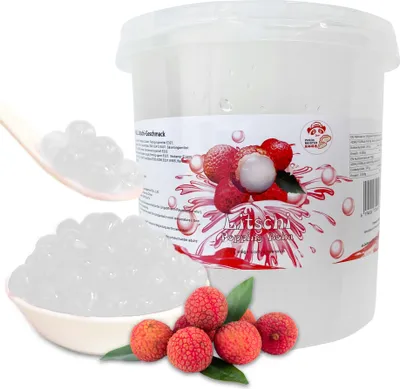 Produktbild von Bubble Tee Popping Boba-XXL Litchi Boba 3KG-Natur&Vegan-Super Ideen zum Bubble Tea DIY und Fantastische Boba Partys