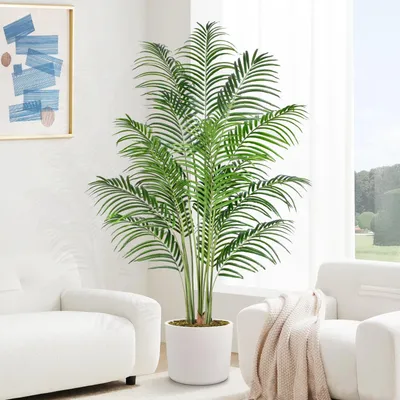 Image de Grandes plantes artificielles, 180 cm, plante artificielle en pot, palmier artificiel en plastique, aspect très réaliste, plantes artificielles, décoration pour le salon, le balcon, la chambre à coucher, le bureau, cadeau idéal pour un emménagement (1 pièce)