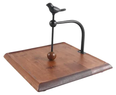 Serviettenhalter aus Holz mit Vogelgriff, 19,5 cm, quadratisch