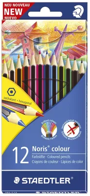 Image de Staedtler Noris colour 185 Noir, Bleu, Marron, Vert, Bleu clair, Vert clair, Magenta, Orange, Pêche, Rouge, Violet, Jaune 12 pièce(s)