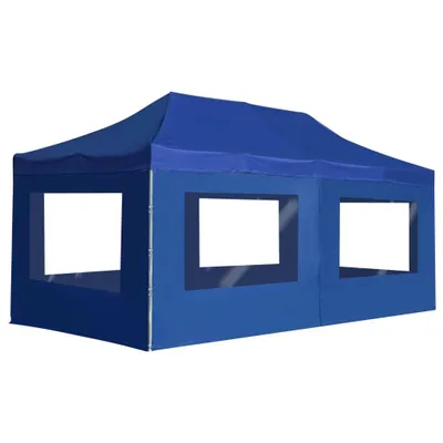 Produktbild von Profi-Partyzelt Faltbar mit Wänden Aluminium 6×3m Blau