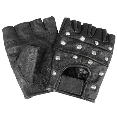 Image de Doigtiers Biker, gants en cuir avec rivets, XL