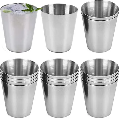 Image de Set de 16 verres à shot en acier inoxydable pour pique-nique en camping 30ml