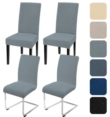 Produktbild von Alishomtll Stuhlhussen, Set mit 4 universellen Stuhlhussen für Cantilever-Stühle, Jacquard-Webart, ideal für Esszimmerstühle, Bezug, waschbar, abnehmbar, Stuhlbezüge zum Schutz von Stühlen in Küche, Bankett, Hochzeit