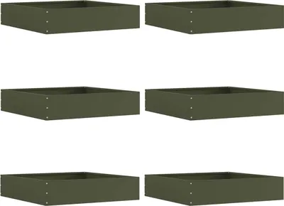 Image de vidaXL Bordure de pelouse 6 pcs vert olive 60 x 60 x 13 cm acier