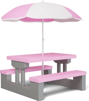 Obrázek produktu pro Dětská sedací sestava se slunečníkem JASMIN, 67x78,5x42,5cm, růžová/šedá