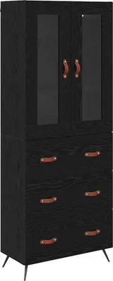Image de Buffet avec étagère 2 pcs Chêne noir Bois d'ingénierie