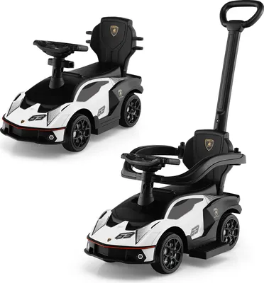 Obrázok produktu pre COSTWAY Jazdiace autíčko Lamborghini, jazdiace autíčko s tlačidlom a úložným priestorom, jazdiace autíčko s volantom a klaksónom a zvukom motora, jazdiace autíčko 3 v 1 pre deti od 1 roka