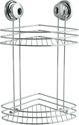 Image de Étagère d'angle 2 niveaux à ventouses chromées - Msv