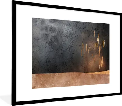 Produktbild von MuchoWow® Gerahmtes Poster Abstrakt - Gold - Design 80x60 cm - Poster mit Schwarzem Bilderrahmen Wandposter Rahmen Foto Bilder - Schlafzimmer-Dekorationen - Fotoposter