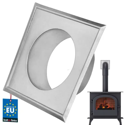 Produktbild von KOTARBAU® Ofenrohrrosette Ø 110 mm Verzinkt Kaminrosette mit Flansch  Ofenrohr 160 mm x 160 mm Wandabdeckung Silber Dekorative Rosette für Kamin Wandfutter