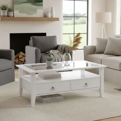 Produktbild von Minturno - Couchtisch, 115x60x45h cm Weiß, 2 Schubladen