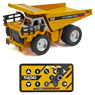 Obrázek produktu pro Dálkově ovládaný sklápěč v měřítku 1:64, mini stavební vozidlo s dálkovým ovládáním 2,4 GHz, světly a zvuky, automatická ukázka, automatická jízda