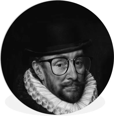 Produktbild von MuchoWow® Rundes Wandbild - Runde Bilder Porträt von Wilhelm I. - Adriaen Thomasz - Schwarz und Weiß Ø 90 cm Kreis Wanddekoration Kunststoff - Wandkreis - Wandschmuck - Wand-Kreis - Wohnzimmer - Bild - Runde - Wanddeko - Dibond - Kunstdrucke